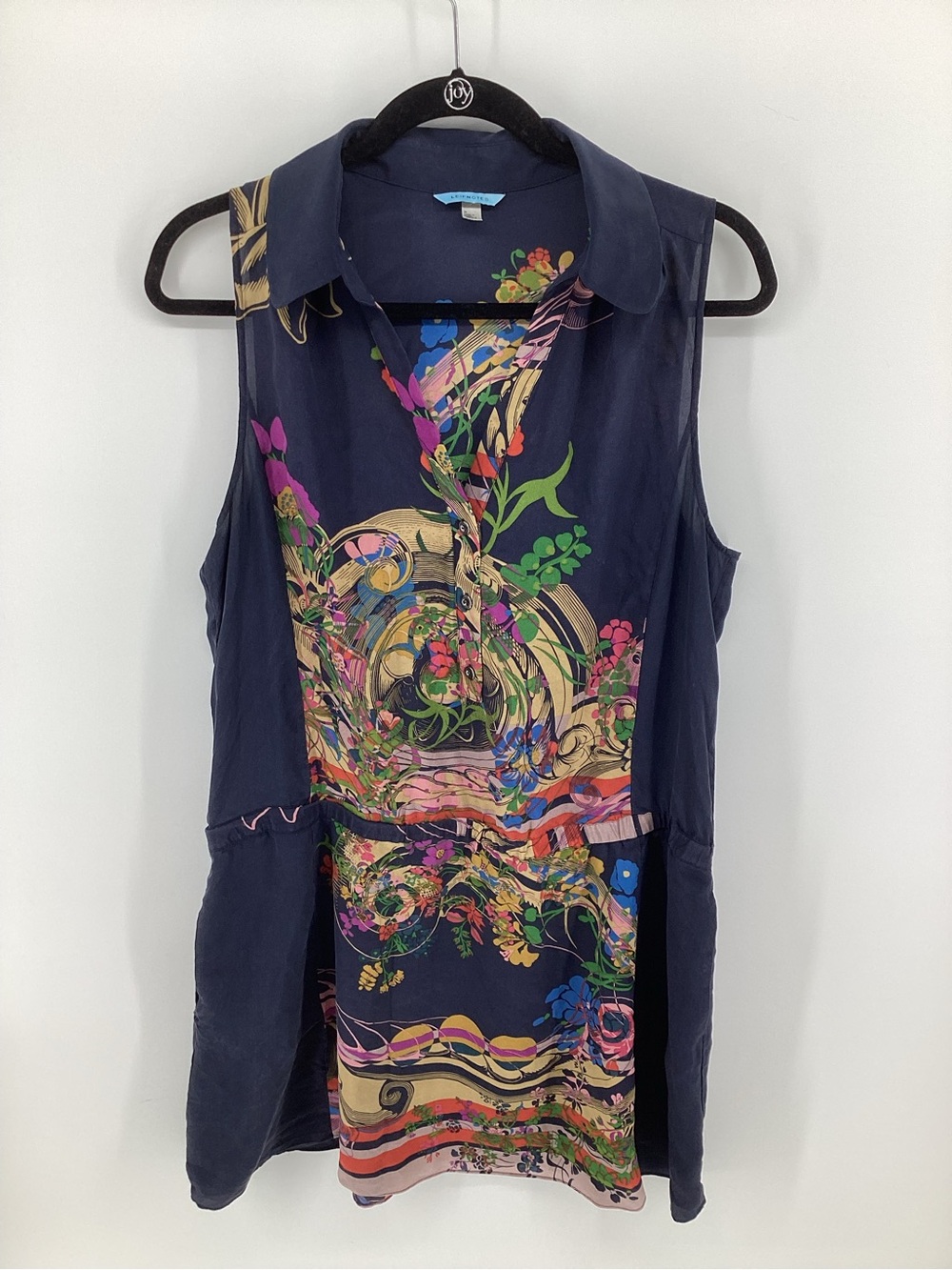 Leifnotes- Anthropologie Navy Floral Print Sleeveless Dress